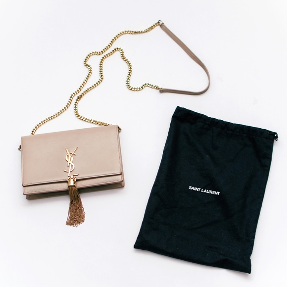 💎✨Authentic✨💎 Saint Laurent chain wallet in dark beige with tassel - Picture 2 of 5